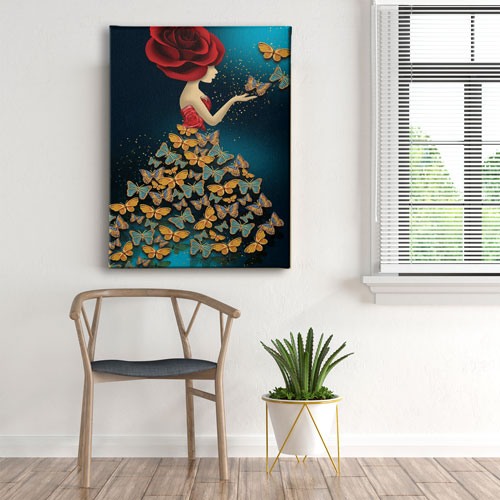 Butterfly Woman Canvas Tablo