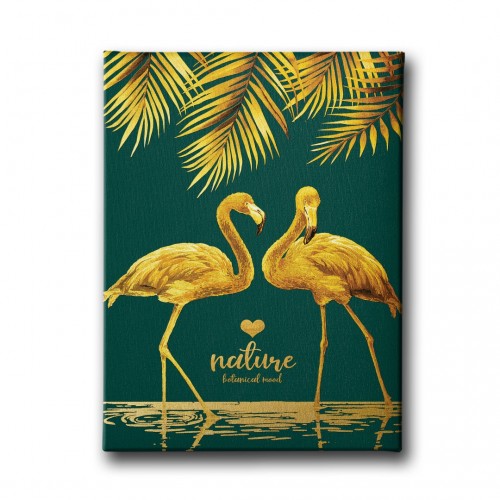 Golden Flamingo Canvas Tablo