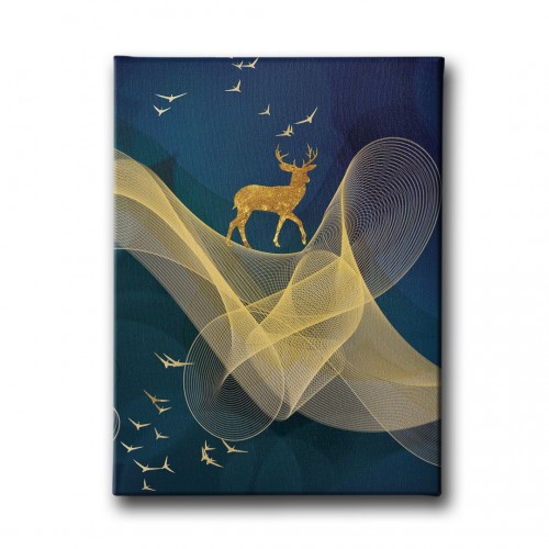 Golden Geyik Canvas Tablo 